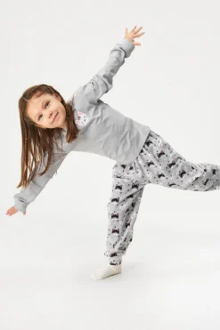 Bawełniana piżama dziewczęca Cats długa