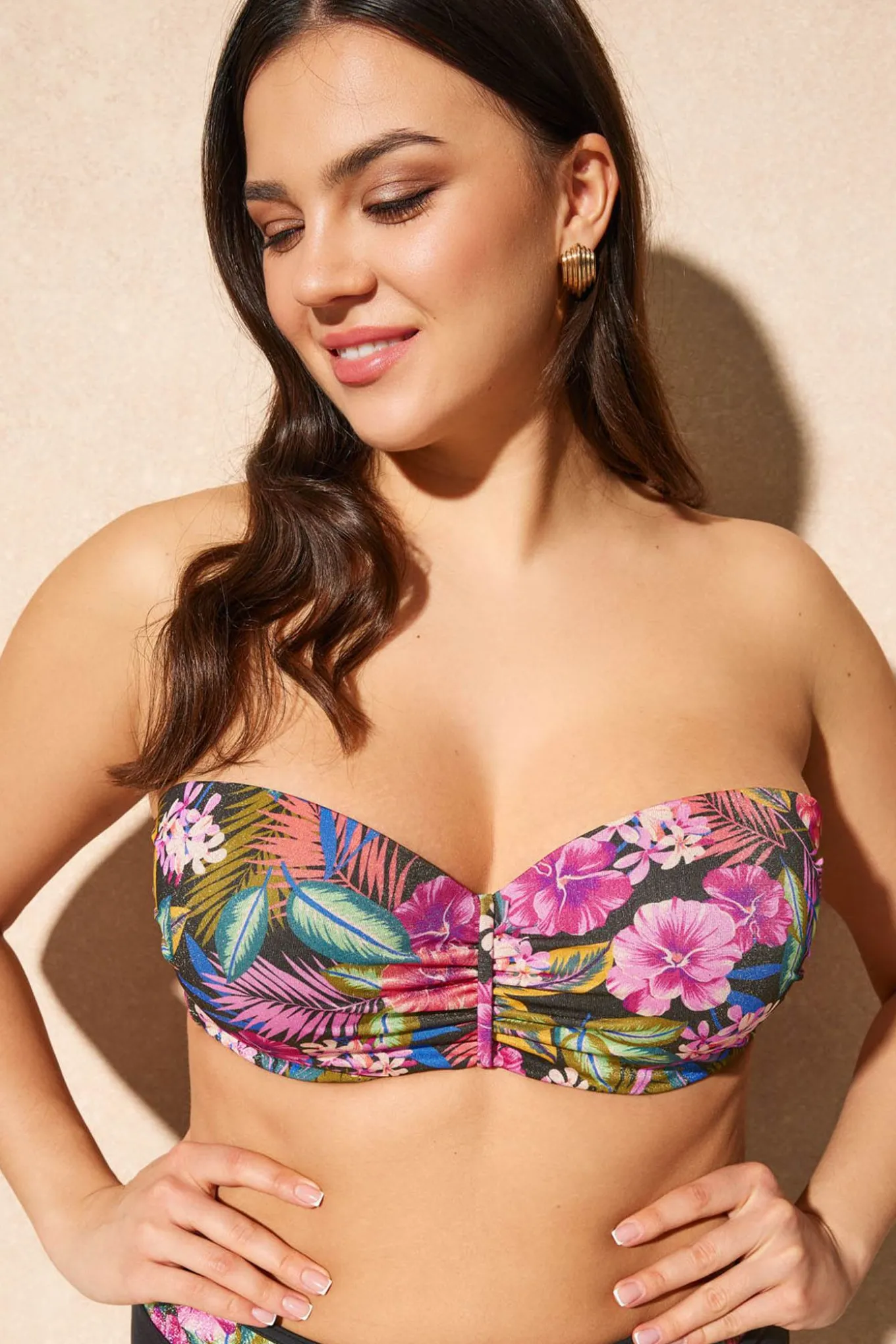 Biustonosz od stroju kąpielowego Shiny Flowers Push-Up