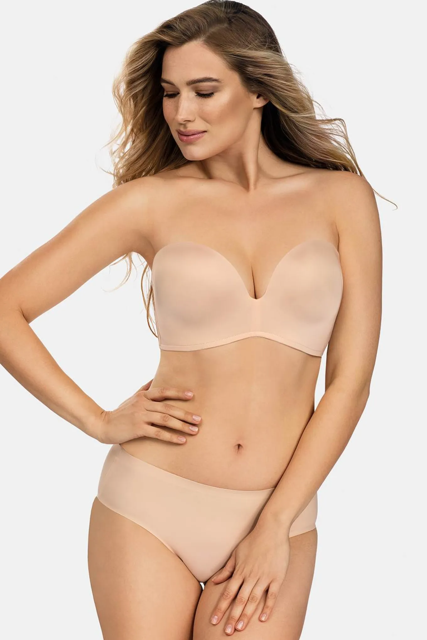 Biustonosz Wonderbra Ultimate Strapless Bardot Double Push-Up bez fiszbin