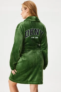 Ciepły szlafrok DKNY Elm Green krótki