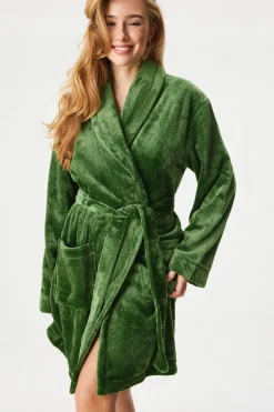 Ciepły szlafrok DKNY Elm Green krótki