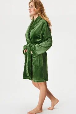 Ciepły szlafrok DKNY Elm Green krótki