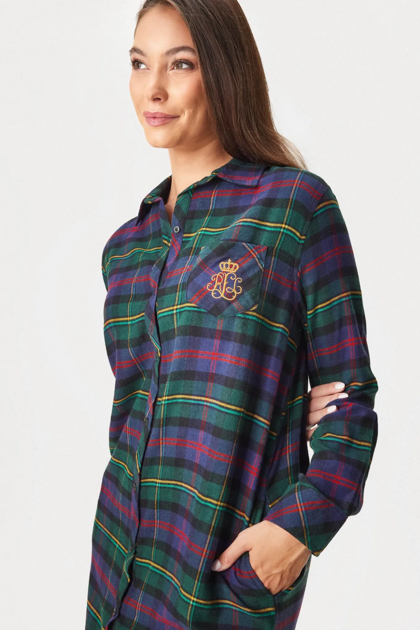 Koszula nocna Ralph Lauren Brushed Twill długa