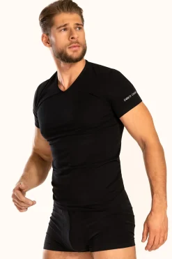 Męski T-shirt V Neck czarny
