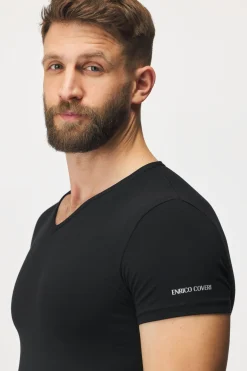 Męski T-shirt V Neck czarny