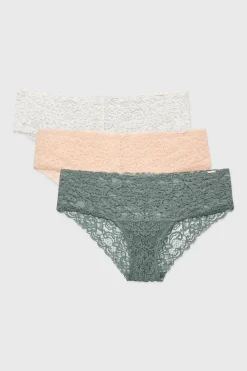 3PACK Majtki klasyczne Lana Floral koronkowe
