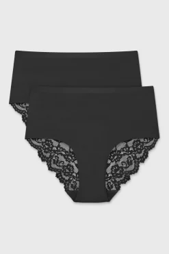 2PACK Majtki klasyczne Simple Lace z podwyższonym stanem