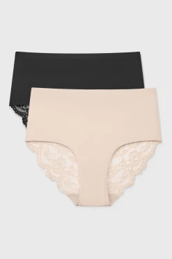 2PACK Majtki klasyczne Simple Lace z podwyższonym stanem