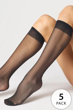 5PACK Nylonowe podkolanówki 20 DEN