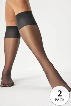 2 PACK nylonowych podkolanówek Plus Size 20 DEN