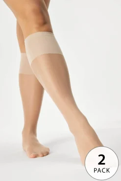 2 PACK nylonowych podkolanówek Plus Size 20 DEN