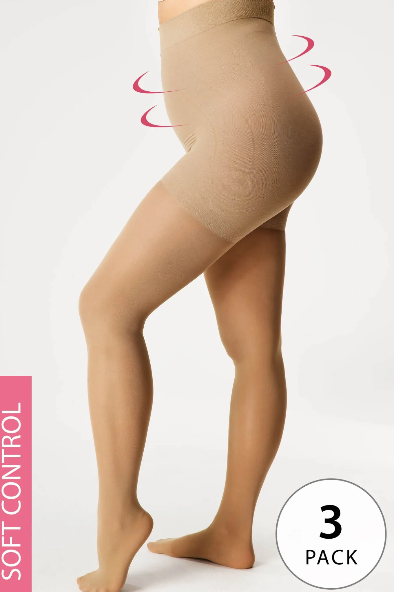 3PACK Rajstopy wyszczuplające Plus size Push-Up 20 DEN