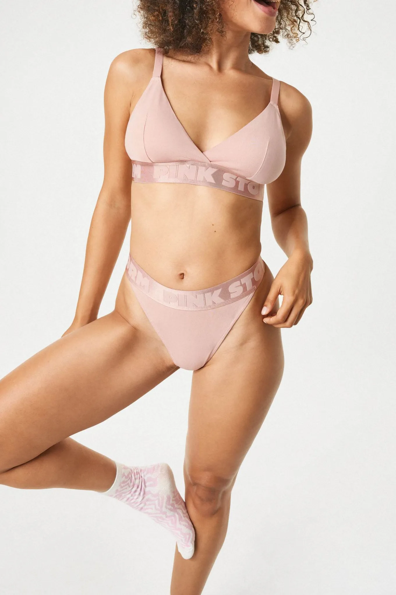 2PACK Tanga PINK STORM Soft Studio z podwyższonym stanem
