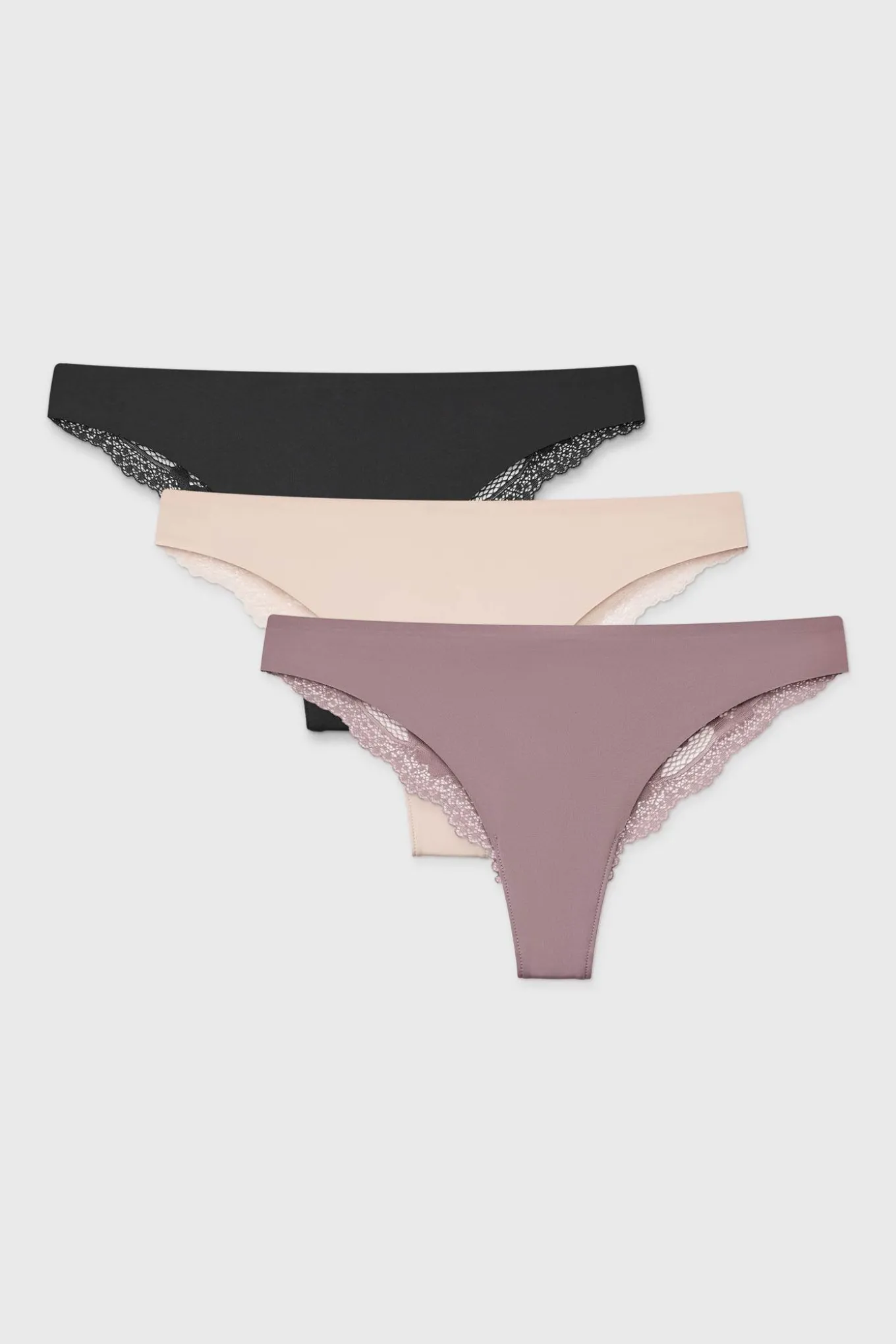 3PACK Tanga Simple Lace