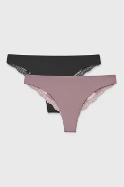 2PACK Tanga Simple Lace