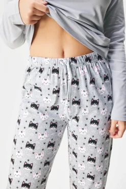 Piżama bawełniana Cats długa