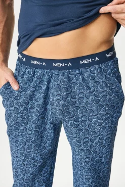 Piżama bawełniana MEN-A Navy długa