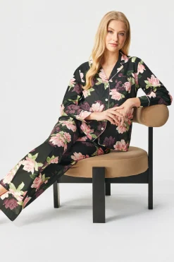 Piżama Ralph Lauren Woven Lawn Notch Collar długa