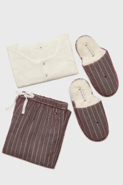 Piżama Tommy Hilfiger Gift LS Tee długa z kapciami